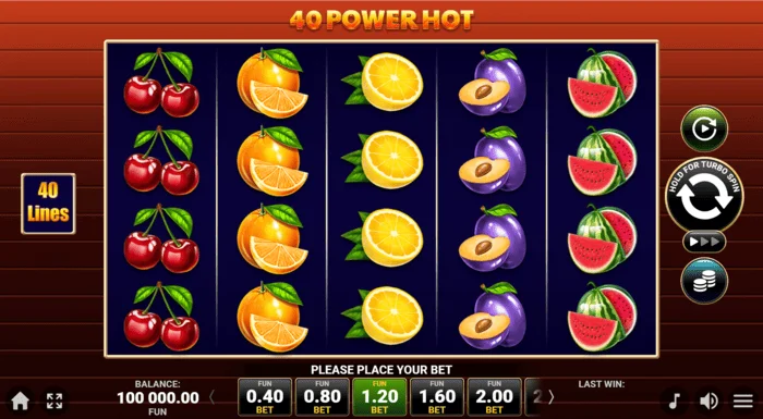 40 Power Hot Coin Boostゲーム画面